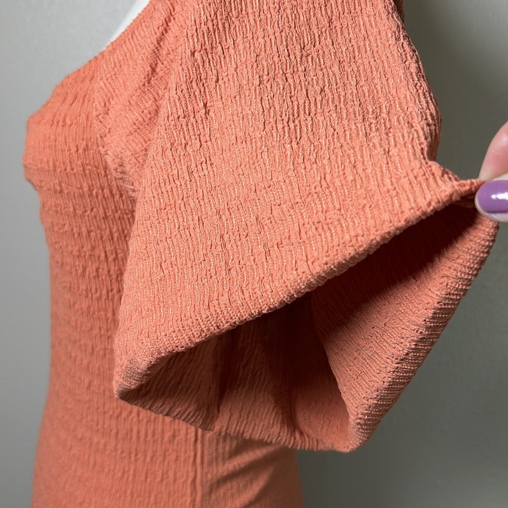 O'NEILL Teagan Smocked Mini Dress Puff Sleeve Sweetheart Neck Stretchy BodyCon S - Picture 13 of 17